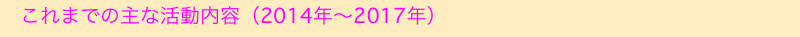 　これまでの主な活動内容（2014年〜2017年）